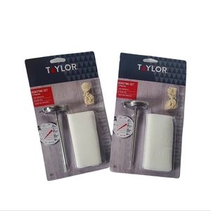 Lot of 2 Taylor 3 Piece Roasting Set Meat Thermometer, Twine, Cheesecloth